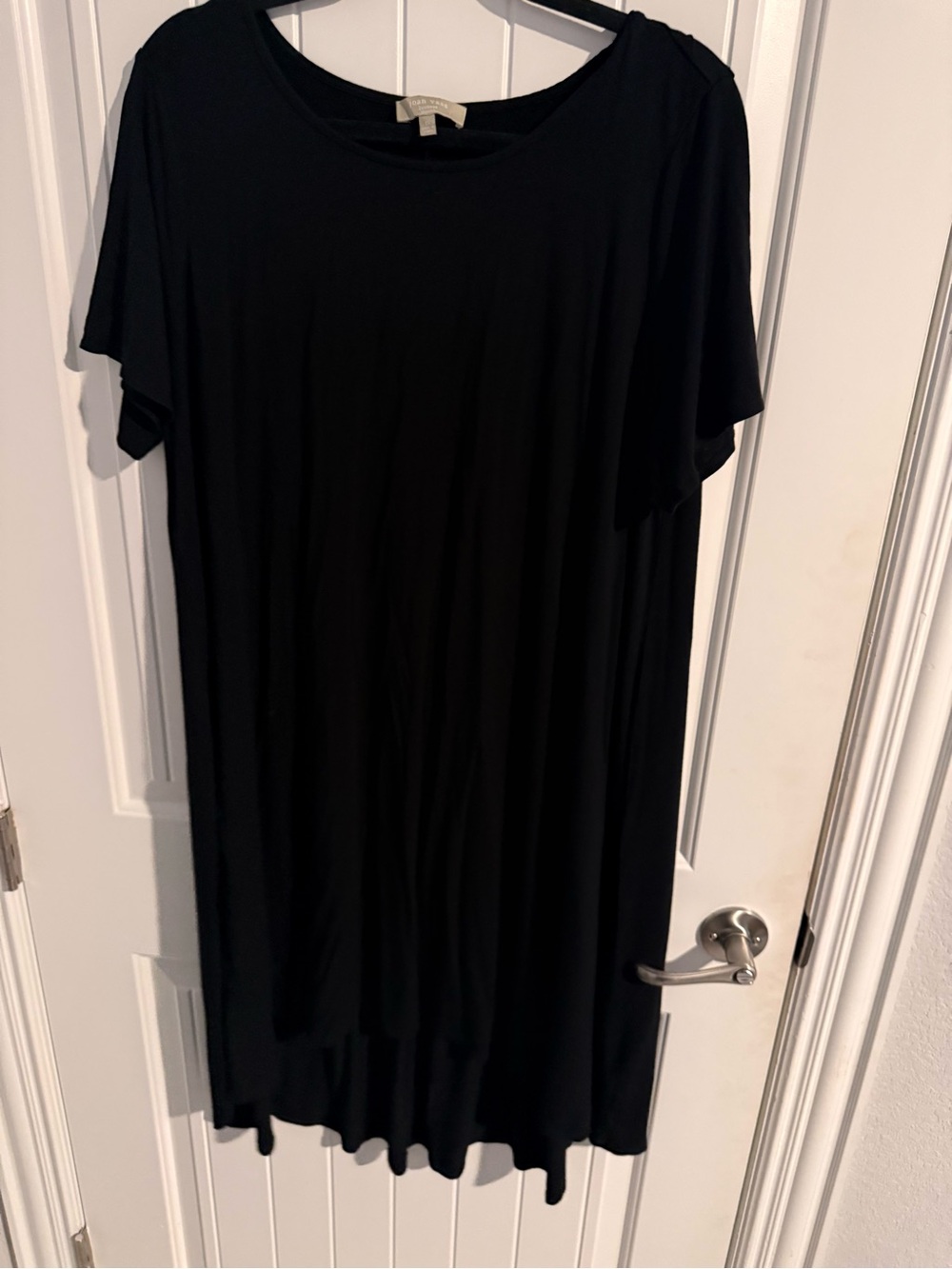 Joan Vass Black Hi-Low Dress Short Sleeve Flowy 1X